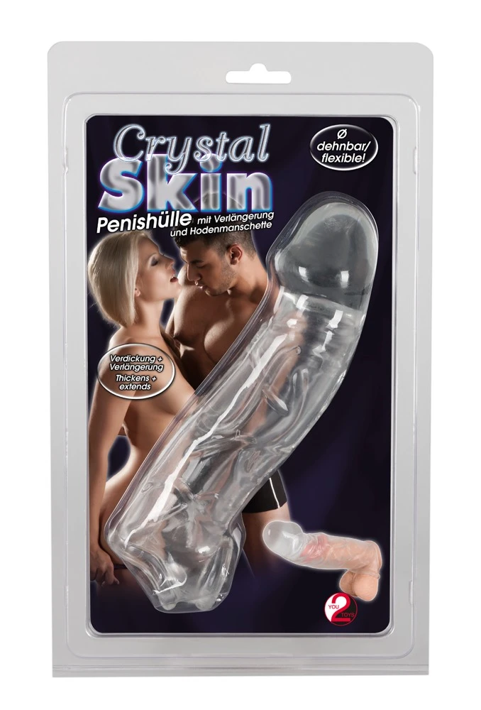 CRYSTAL Penis Sleeve With Extension And Ball Ring 3 CRYSTAL Penis Sleeve With Extension And Ball Ring