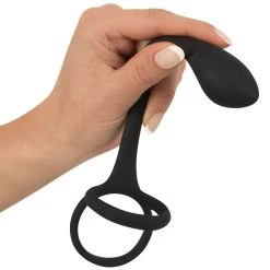 Black Velvets Cock & Ball Ring With Butt Plug -sex toys shop 05329750000 nor c