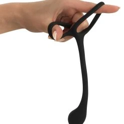 Black Velvets Cock & Ball Ring With Butt Plug -sex toys shop 05329750000 nor d