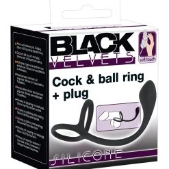 Black Velvets Cock & Ball Ring With Butt Plug